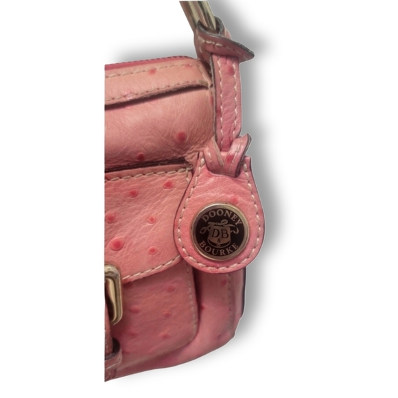 Dooney & Bourke Vintage Pink Ostrich Embossed Barrell Packet Bag - Picture 3 of 16